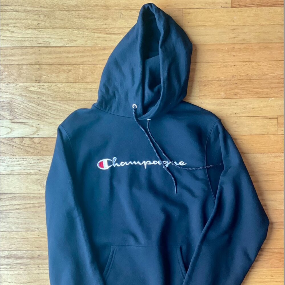 Champion "Champagne" Black Hoodie Size S